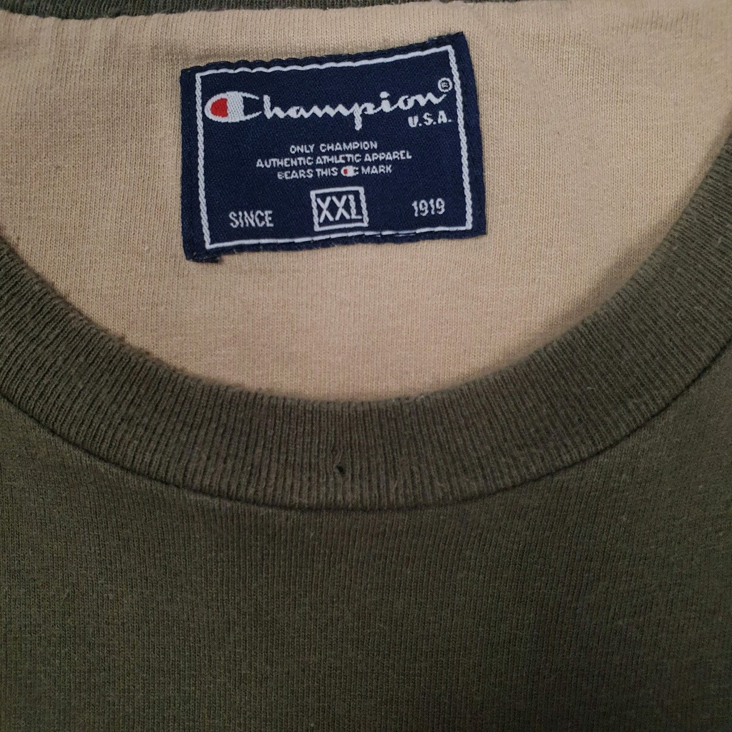 Mens Green Champion Spellout  T Shirt