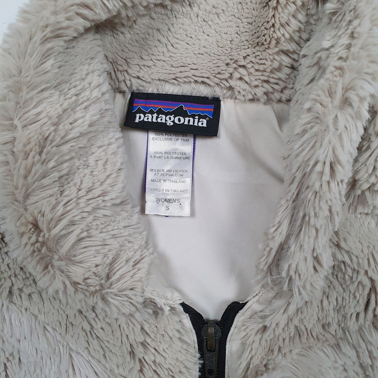 Womens Cream Patagonia Pelage Fluffy Bodywarmer Vest Gilet Jumper