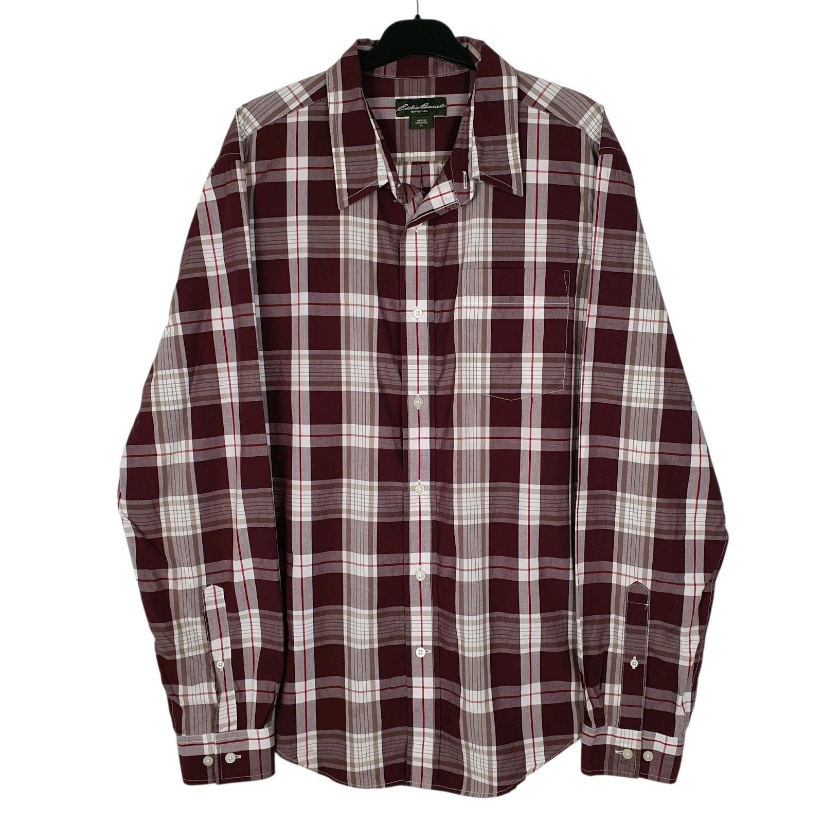 Mens Burgundy Eddie Bauer  Long Sleeve Shirt