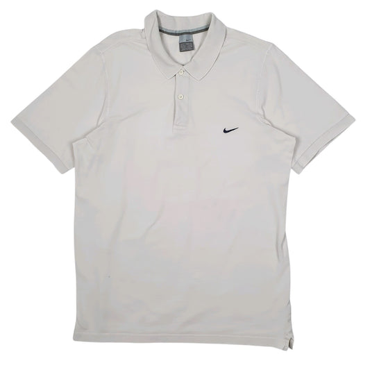 Mens White Nike Vintage 2000s Short Sleeve Polo Shirt