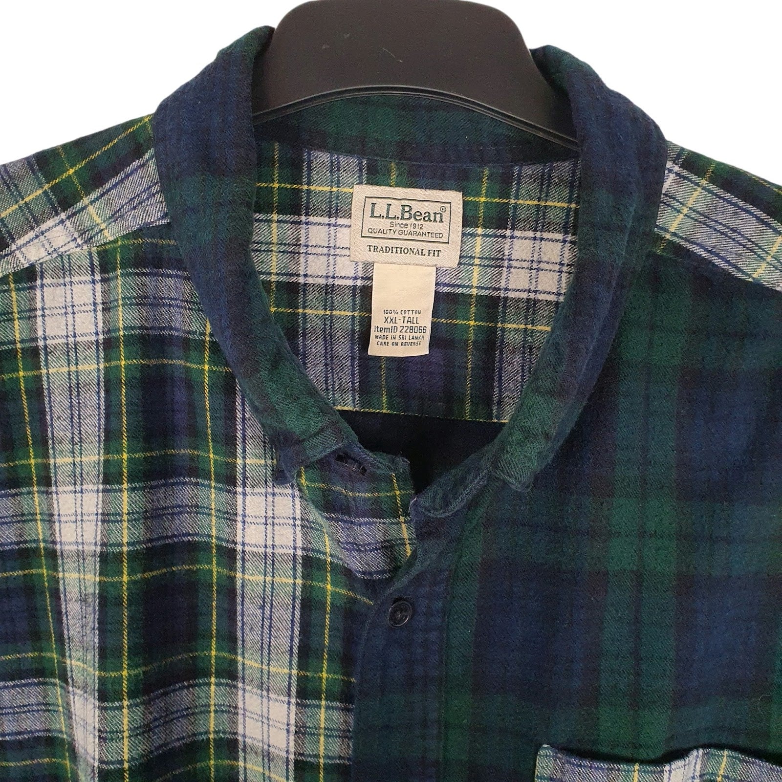 Mens Navy L.L.Bean Plaid Flannel Heavyweight  Shirt
