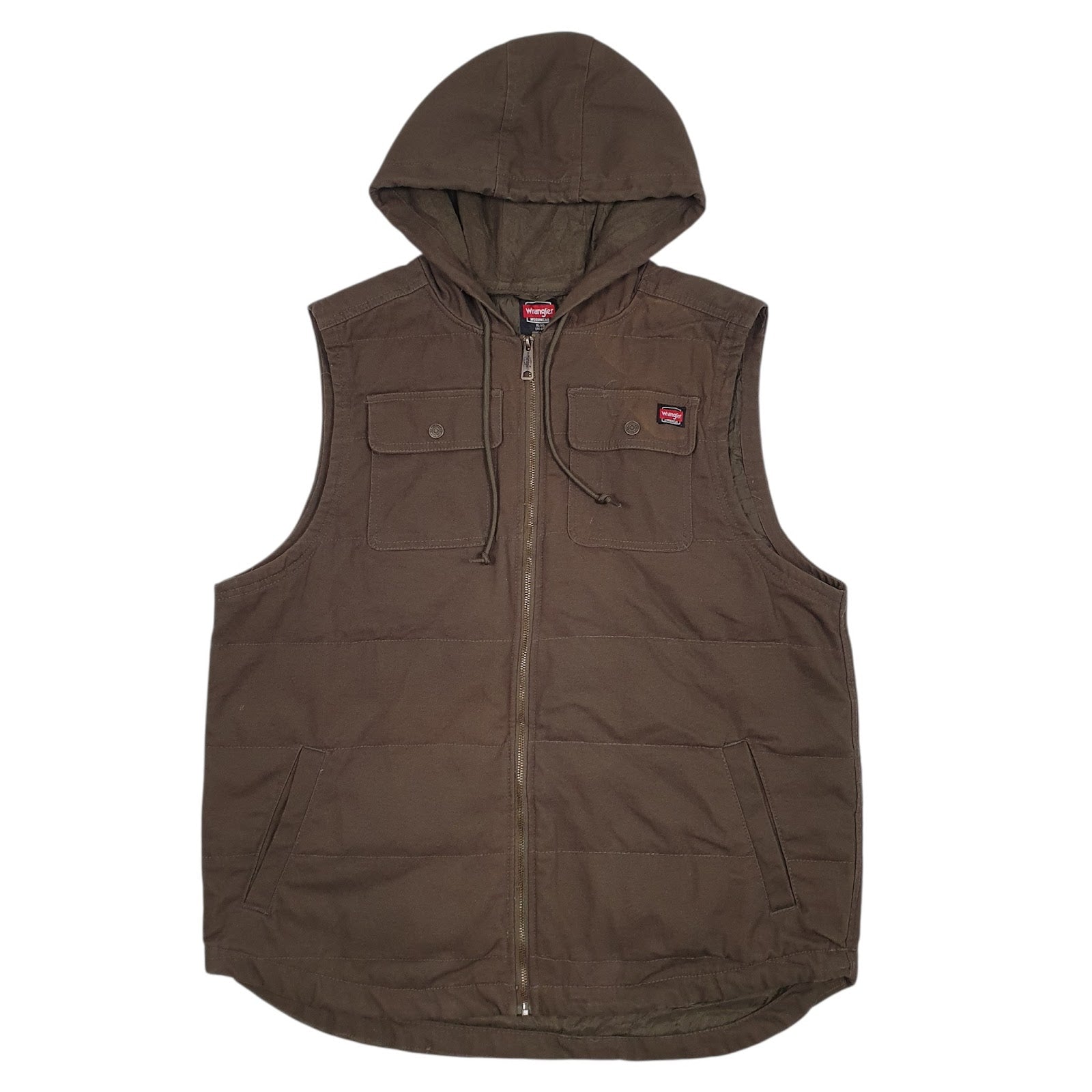 Mens Green Wrangler Workwear Padded Hooded  Coat