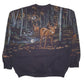 Mens Black Artisan Graphic Henley Vintage 90s Made In USA Quarter Zip Jumper