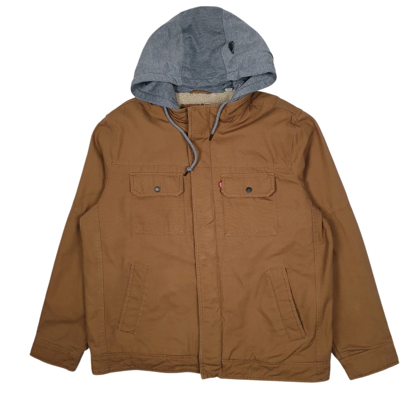 Mens Brown Levis Hoodie Windbreaker  Coat