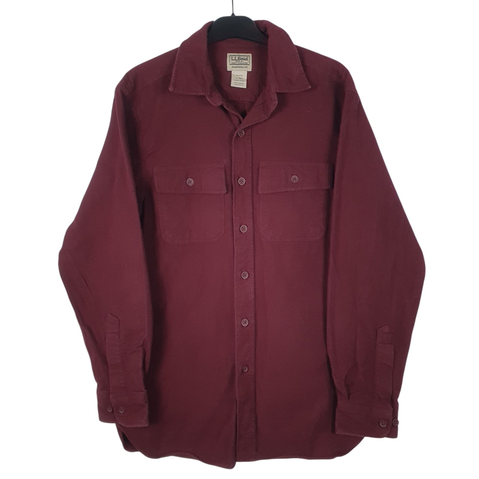 Mens Burgundy L.L.Bean Chamois Long Sleeve Shirt