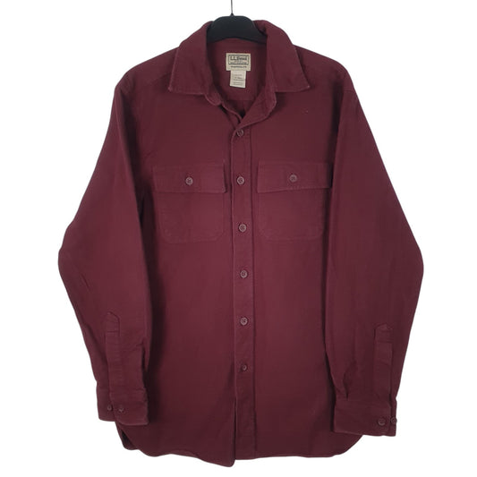 Mens Burgundy L.L.Bean Chamois Long Sleeve Shirt