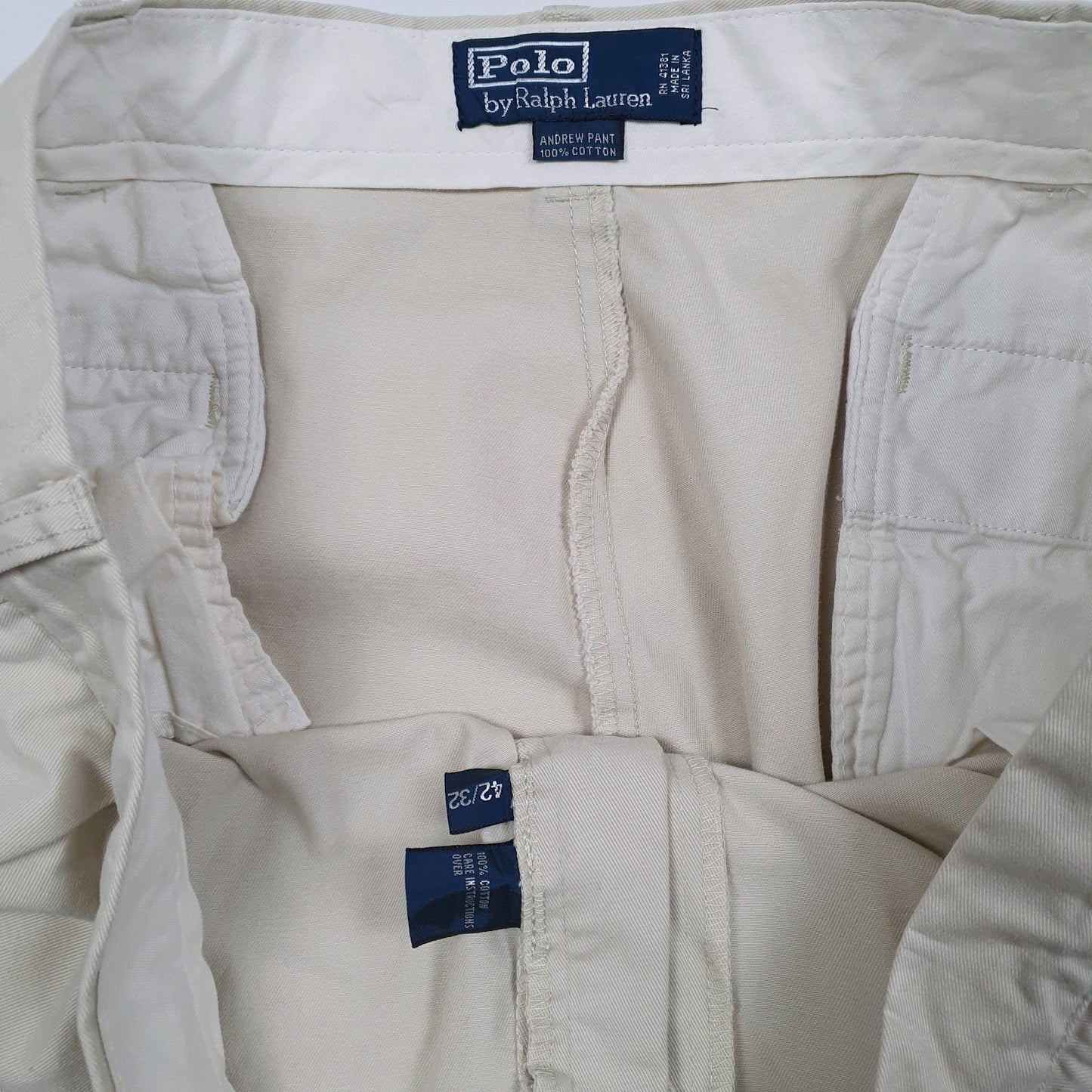 Mens Beige Polo Ralph Lauren Andrew Pant Double Pleated  Trousers