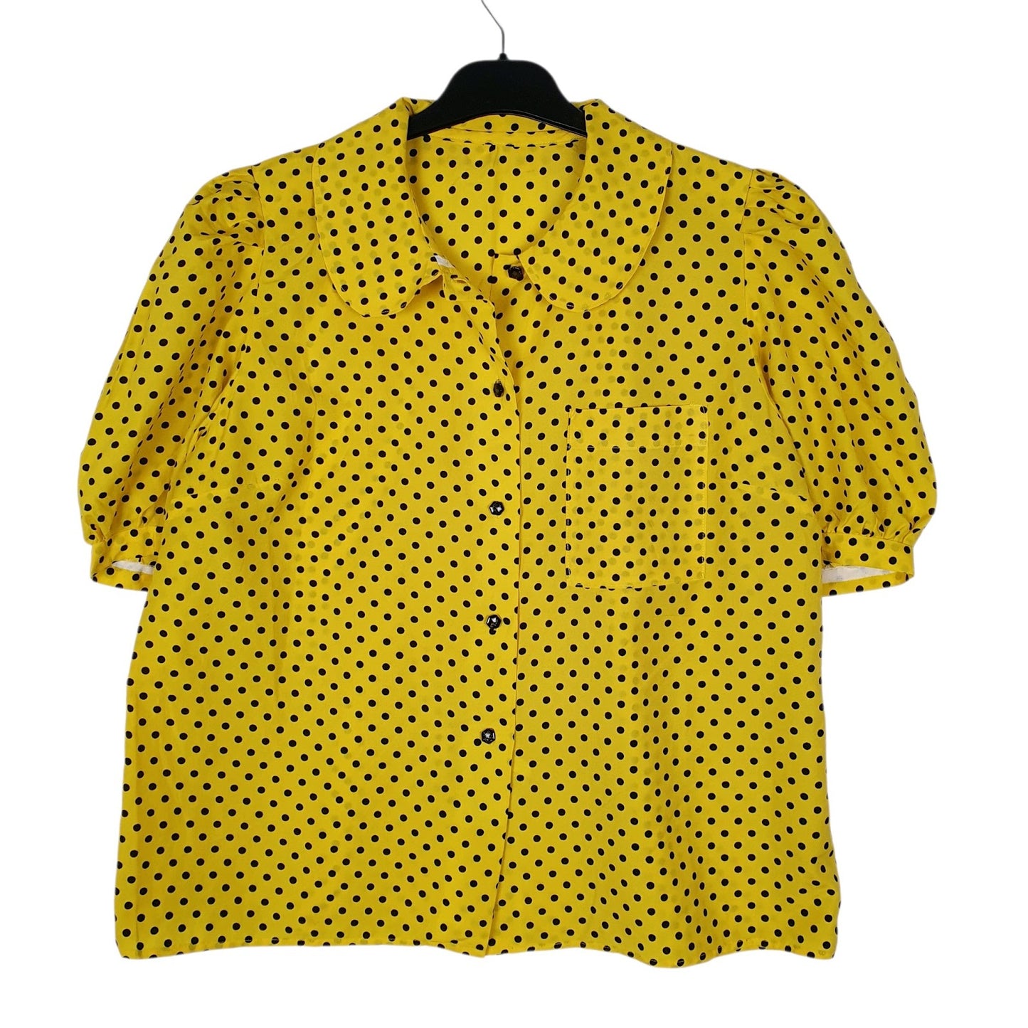 Womens Yellow Unbranded Polka Dot Short Sleeve Shirt