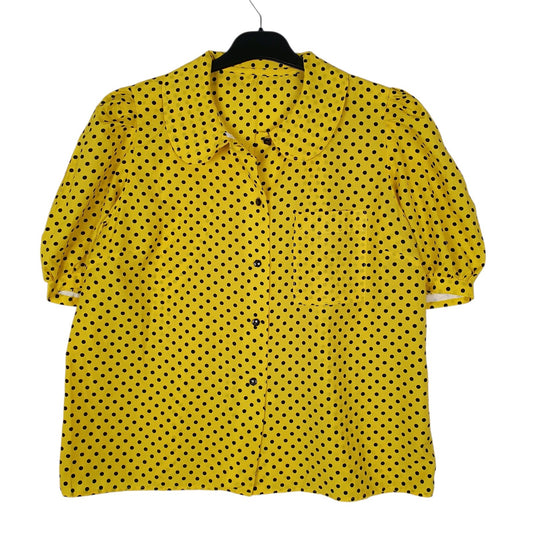Womens Yellow Unbranded Polka Dot Short Sleeve Shirt
