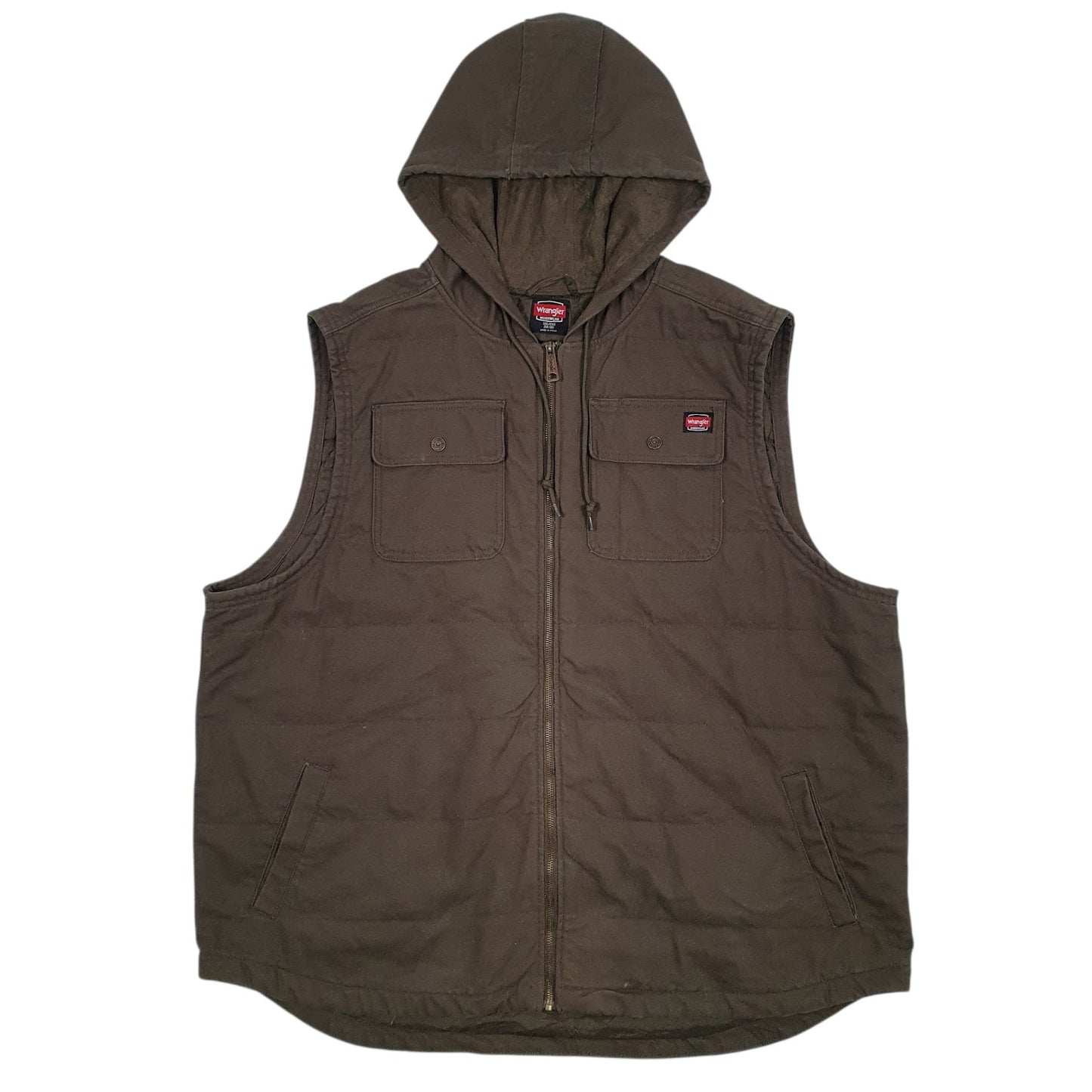 Mens Green Wrangler Workwear Padded Hooded  Coat