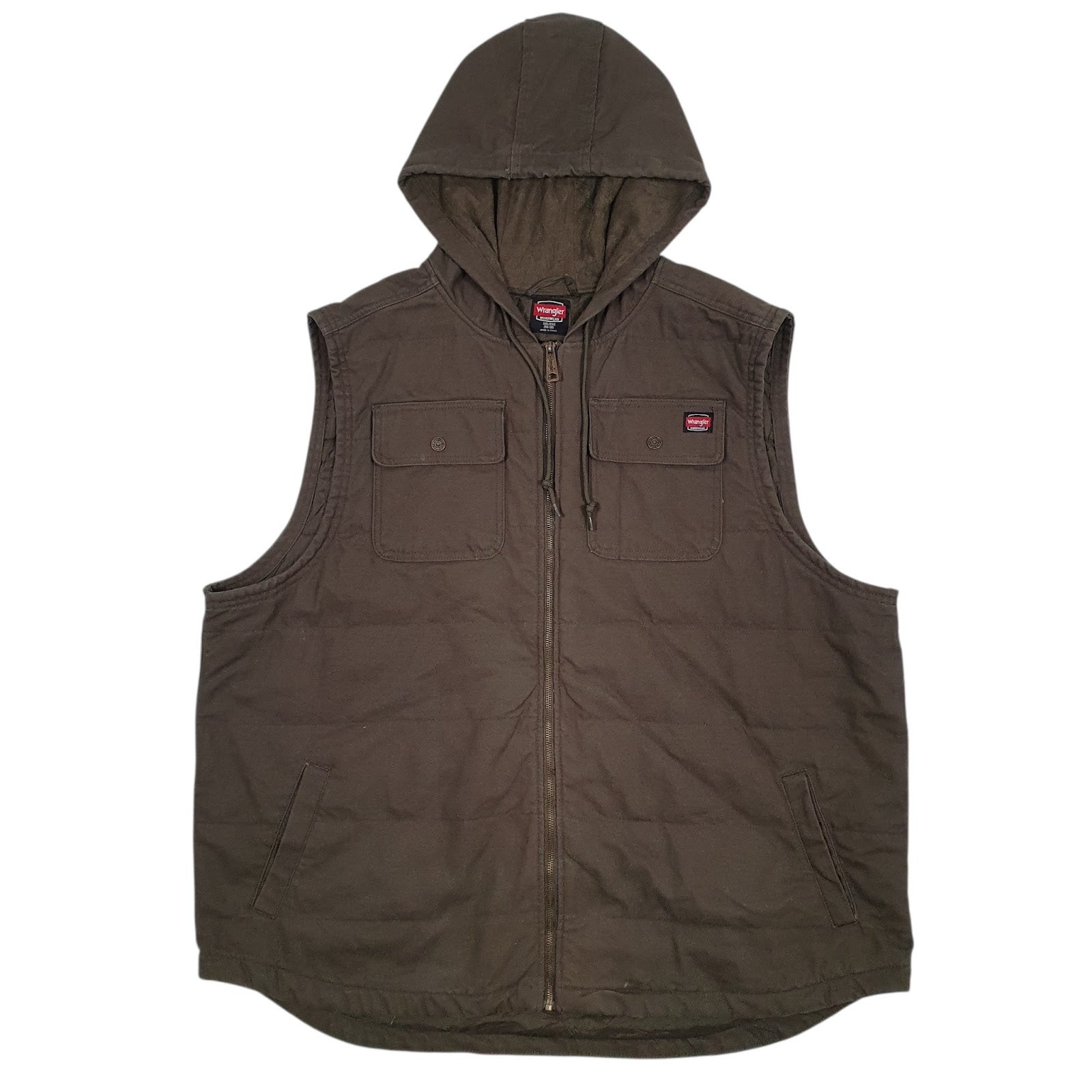 Mens Green Wrangler Workwear Padded Hooded  Coat