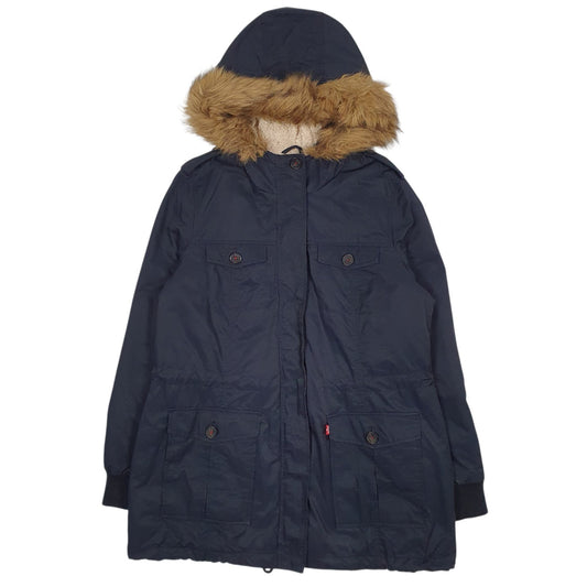 Womens Navy Levis Sherpa Lined  Coat
