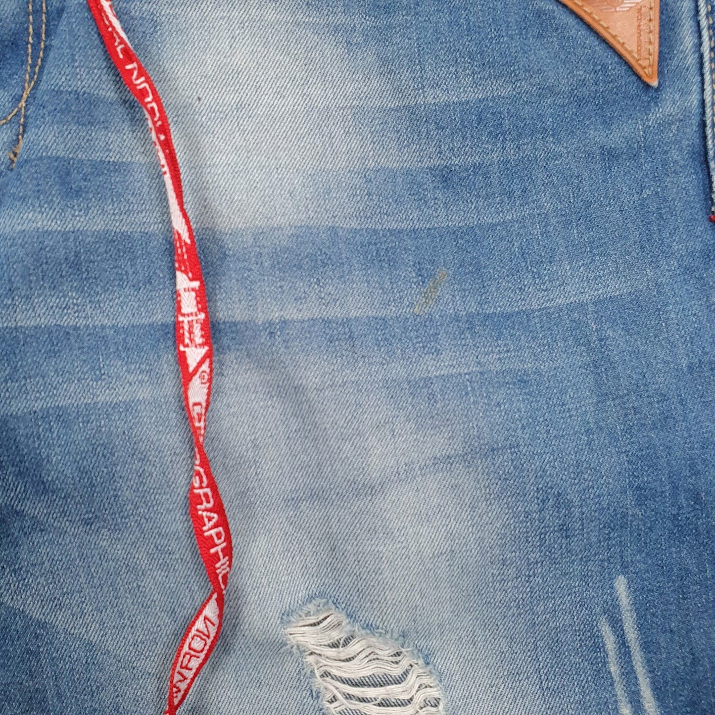 Mens Blue Geographical Norway Distressed  Shorts