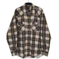 Mens Brown Fruit Of The Loom Plaid Flannel Long Sleeve Shirt