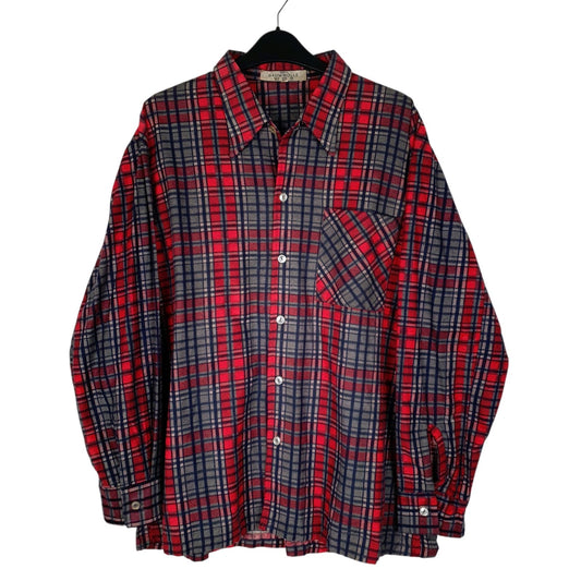 Mens Red Unbranded Plaid Flannel Long Sleeve Shirt