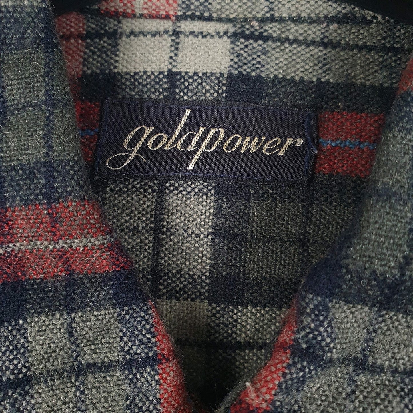 Mens Grey Gold Power Vintage Flannel  Shirt