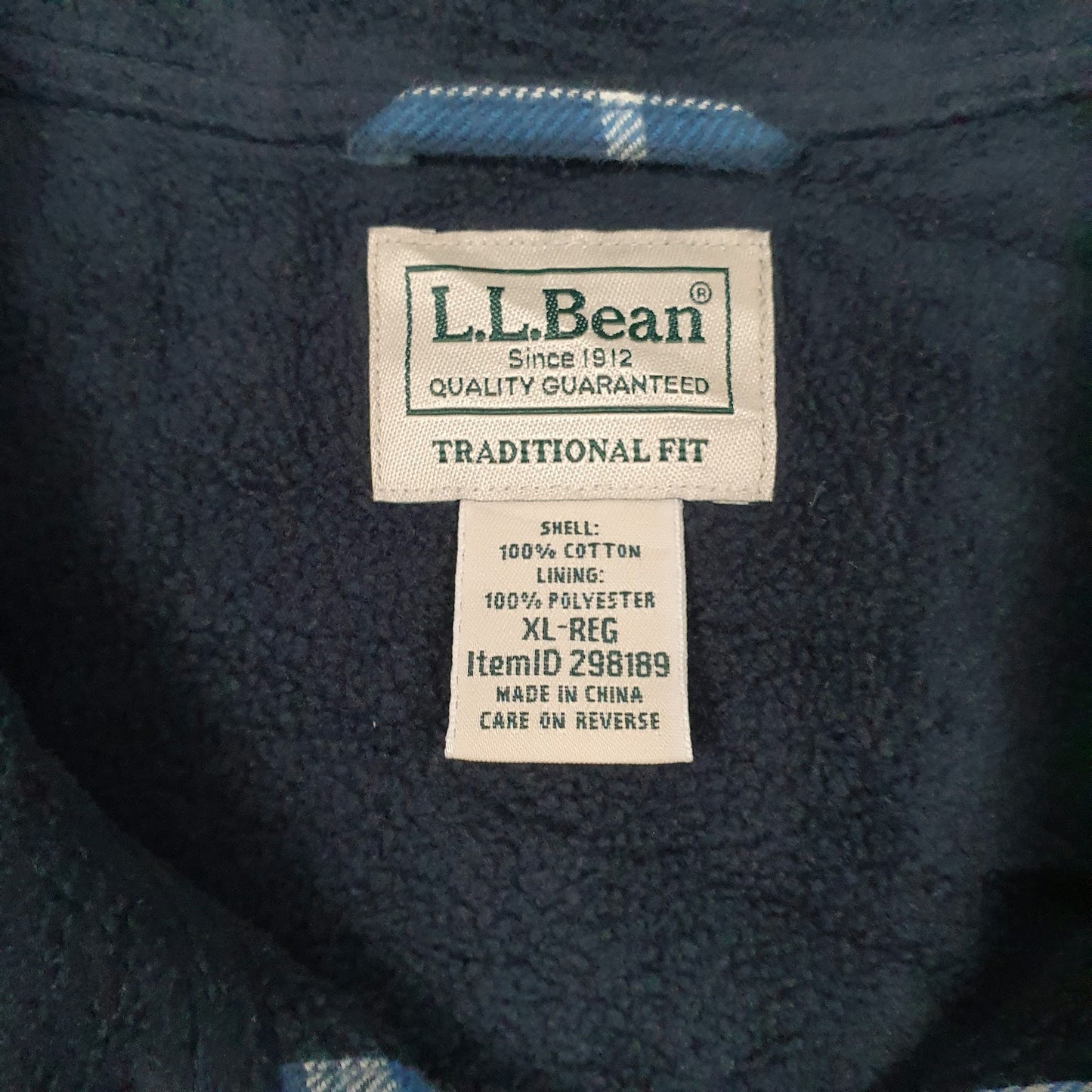 Mens Blue L.L.Bean Fleece Lined  Coat