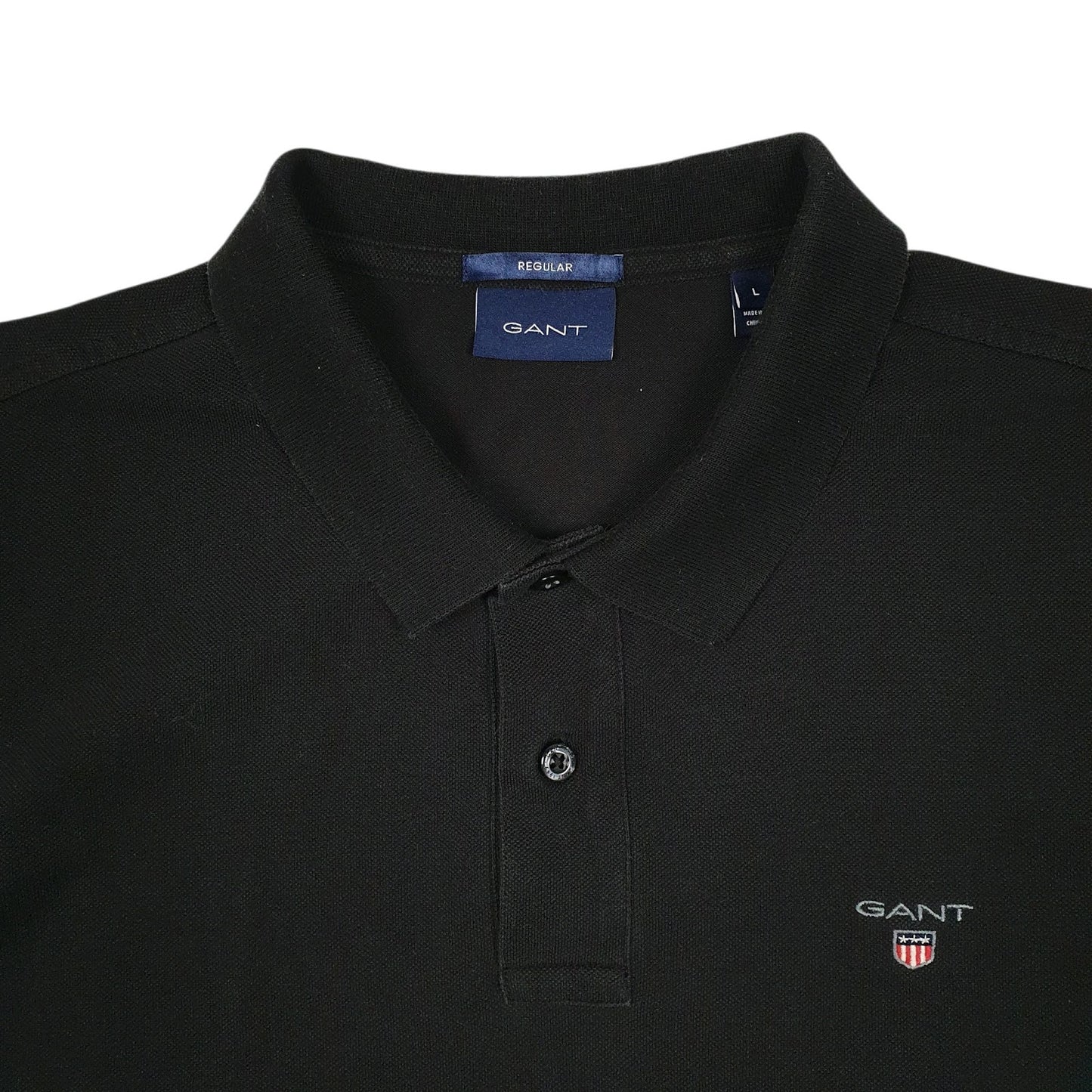 Mens Black GANT  Cardigan Polo Shirt
