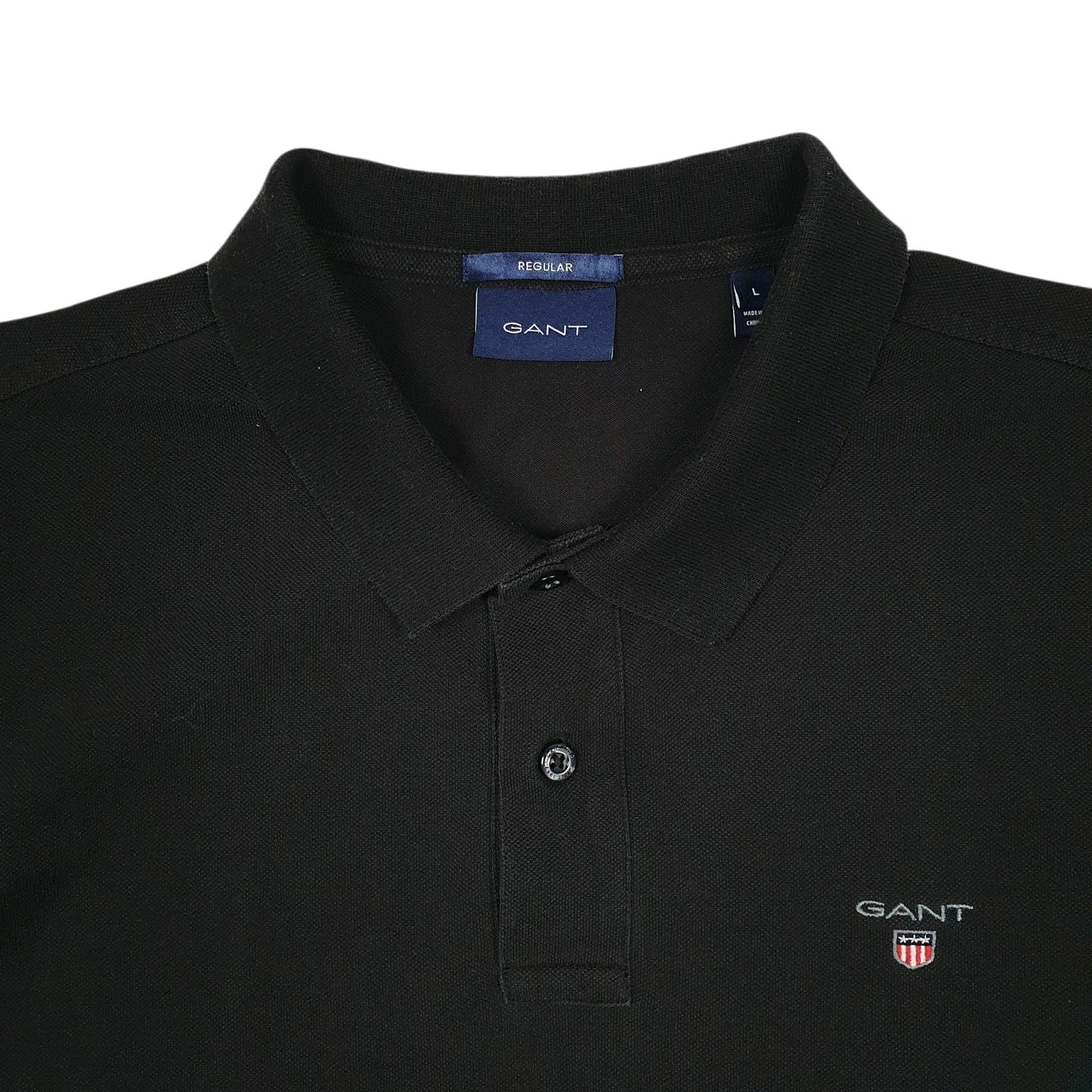 Mens Black GANT  Cardigan Polo Shirt
