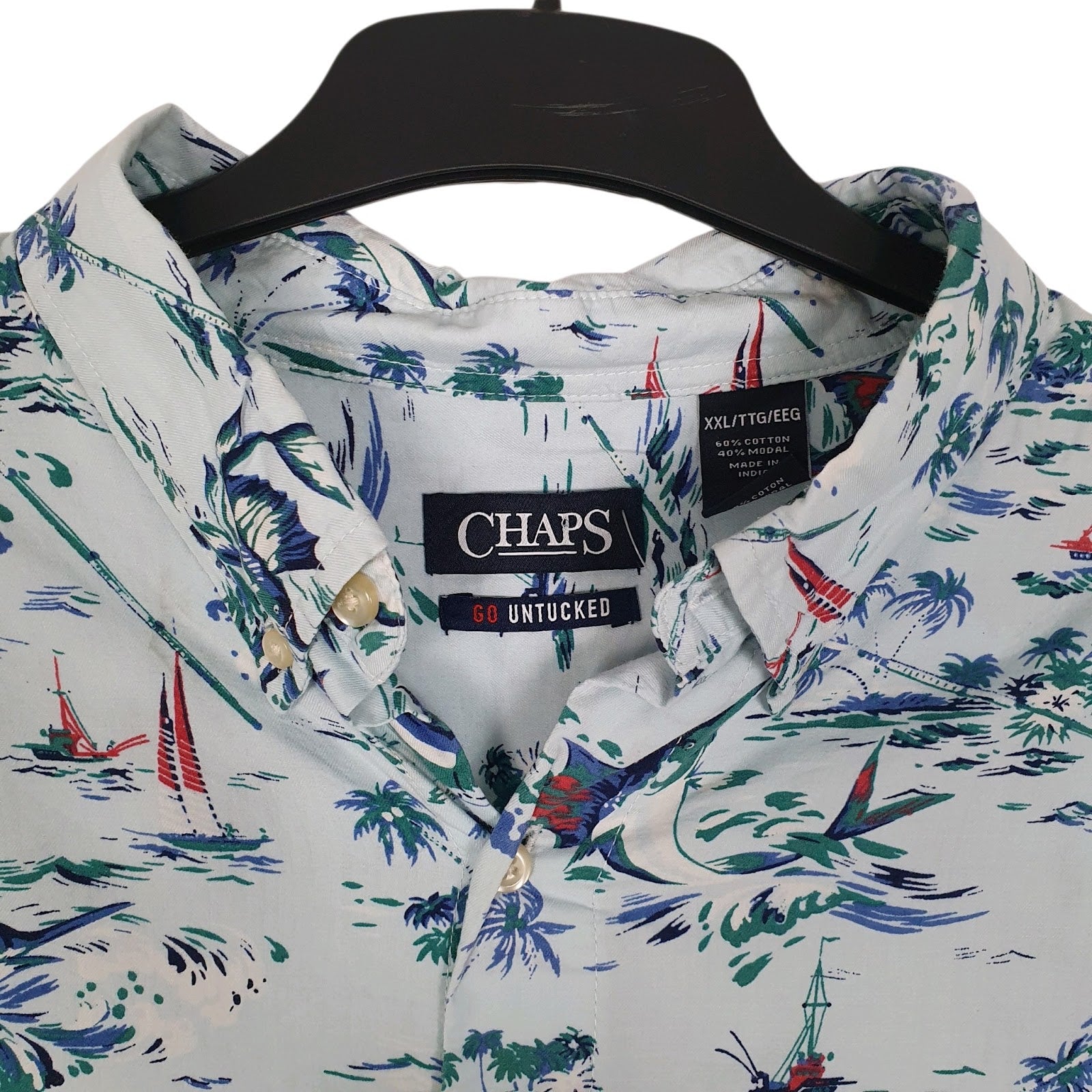 Mens Blue Chaps Hawaiian  Shirt