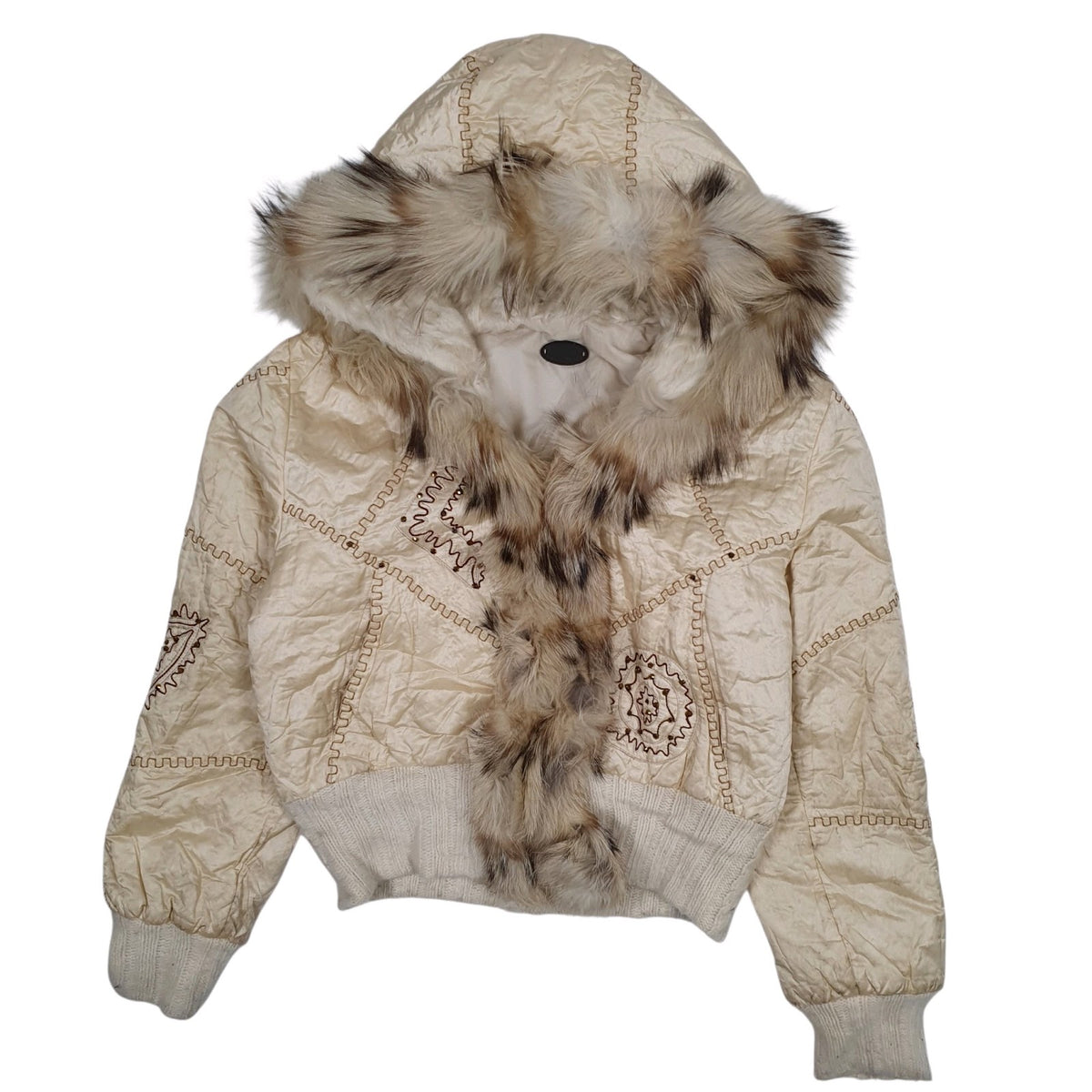 Womens Cream Fontani Fur Lined Padded  Coat