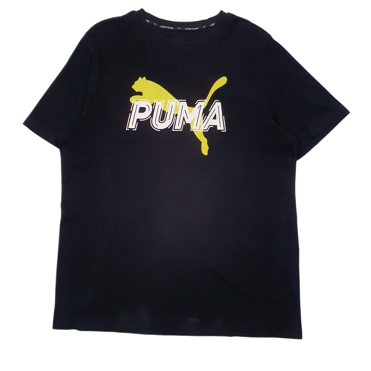Mens Black Puma Spellout Short Sleeve T Shirt