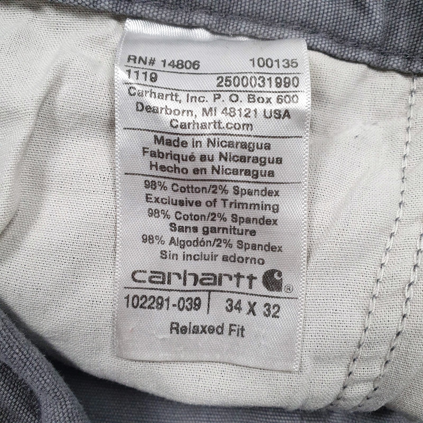 Mens Grey Carhartt Workwear  Trousers