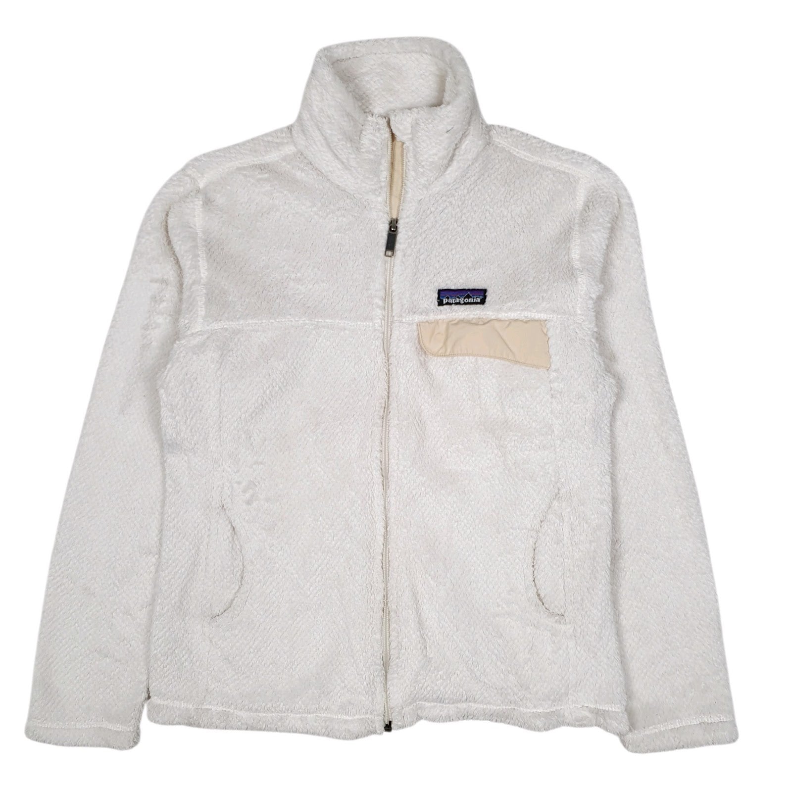 Womens White Patagonia Re Tool Fluffy Full Zip Jumper