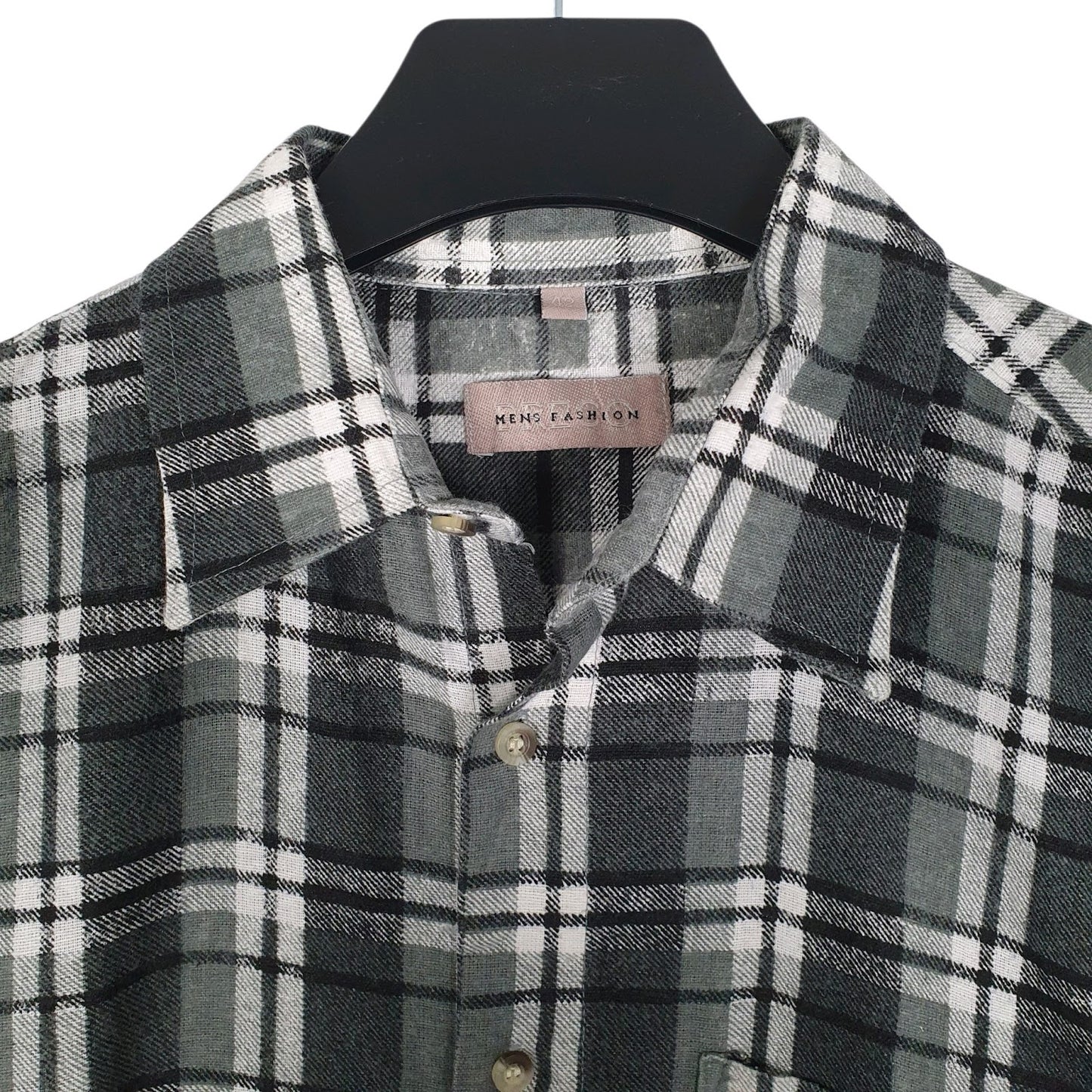 Mens Grey Prego Plaid Flannel  Shirt