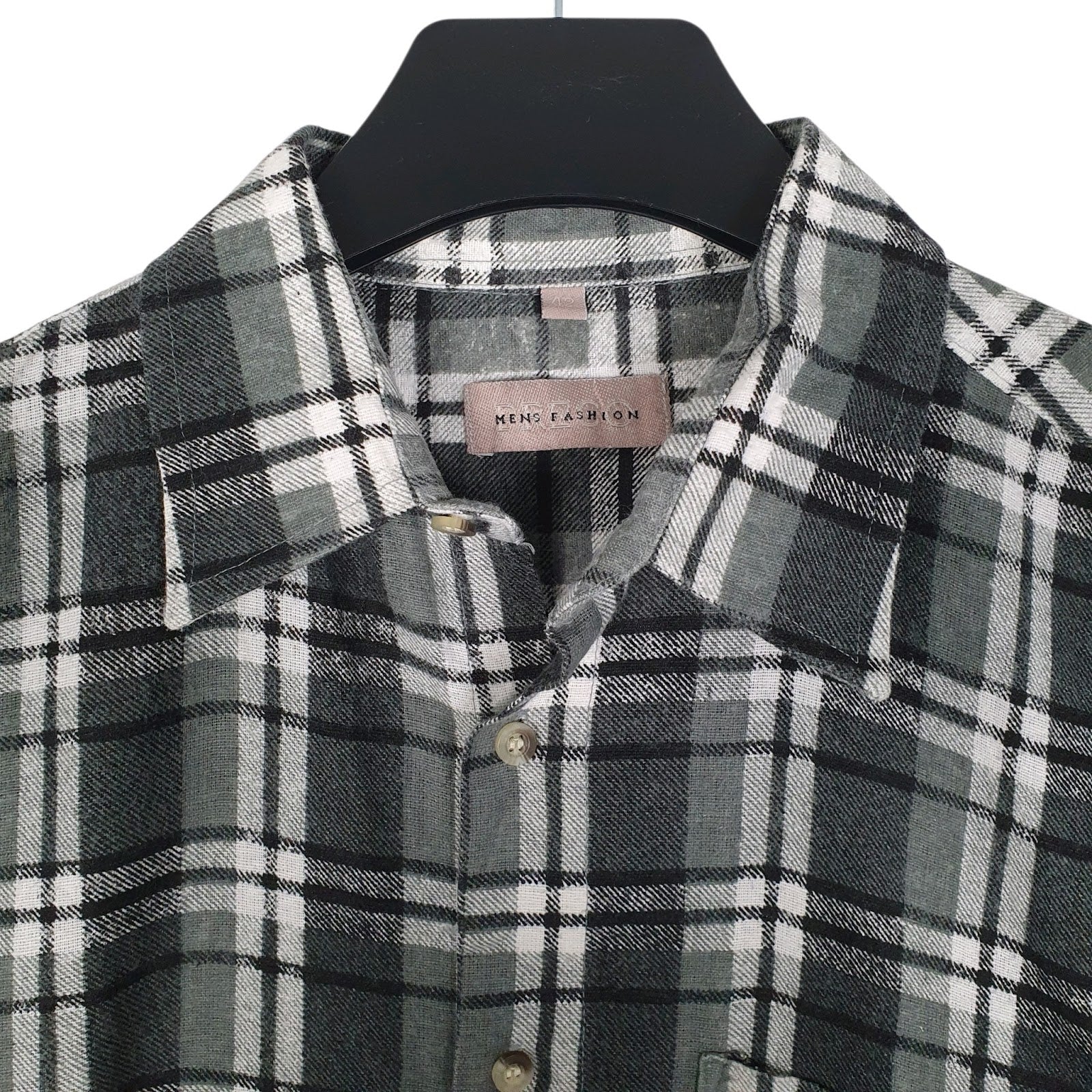 Mens Grey Prego Plaid Flannel  Shirt