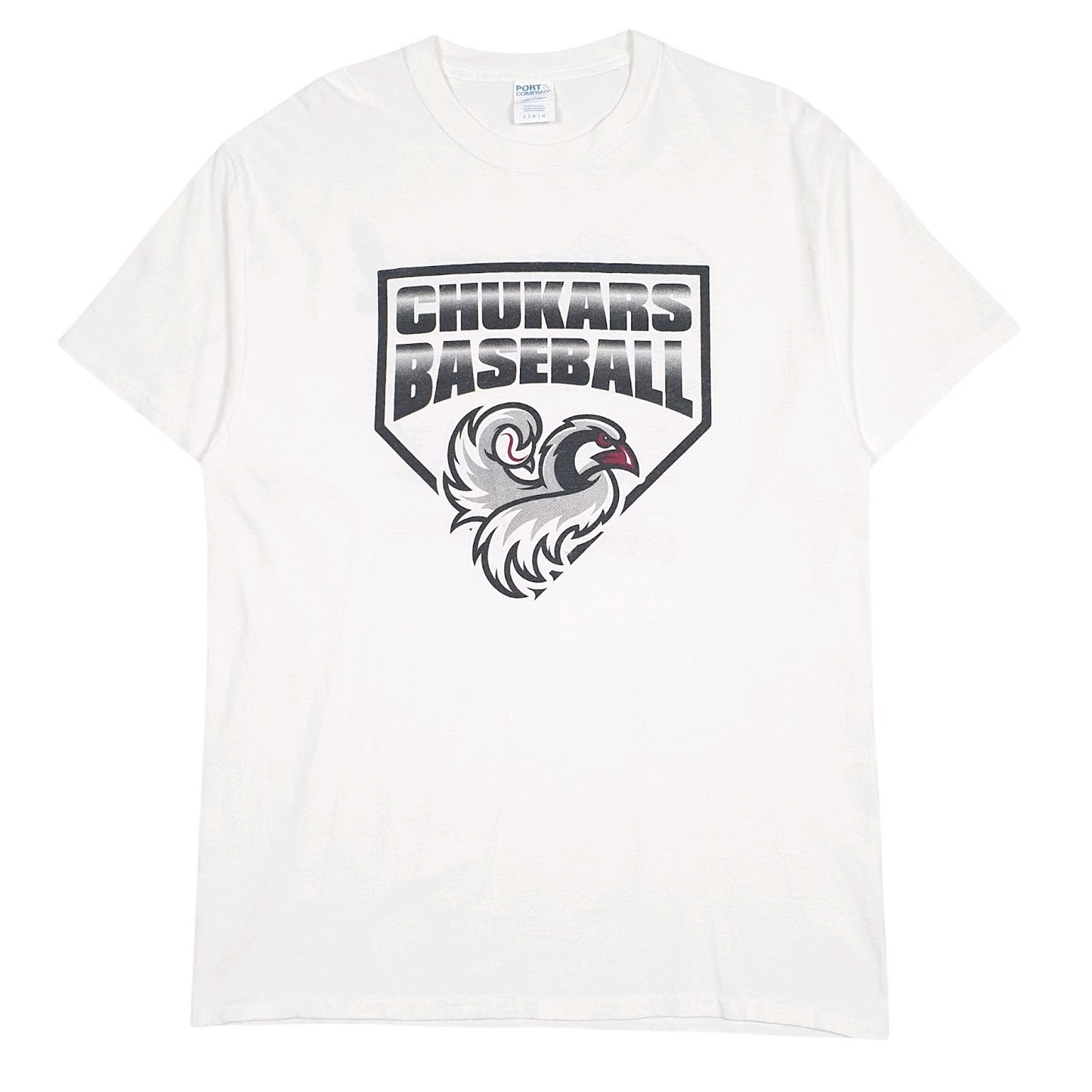 Mens White Port & Company Chukars Baseball Short Sleeve T Shirt