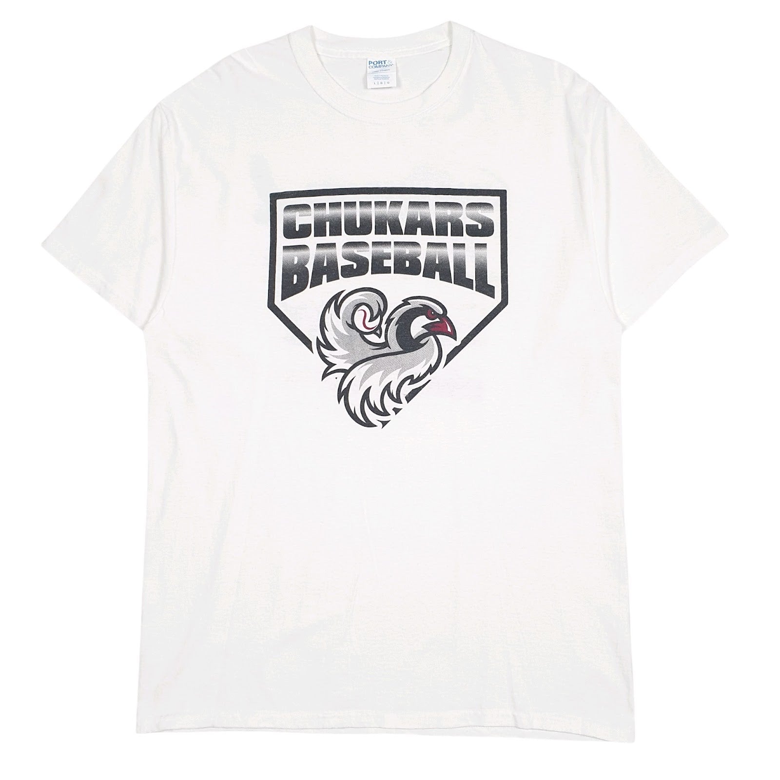 Mens White Port & Company Chukars Baseball Short Sleeve T Shirt