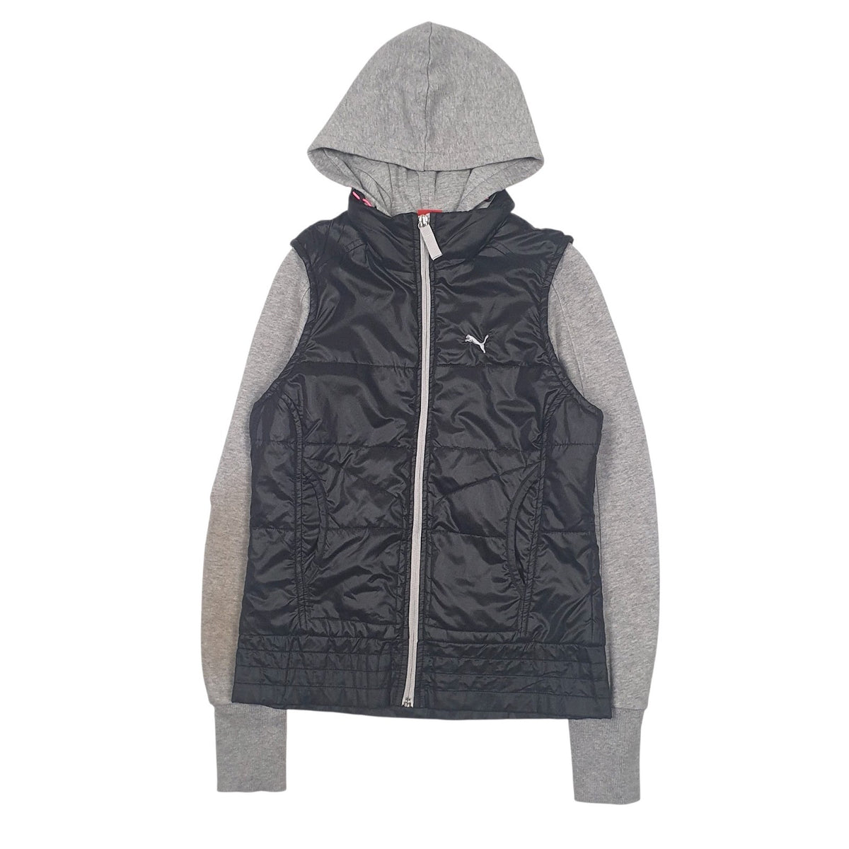 Womens Black Puma Padded Full Zip Jumper
