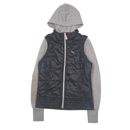 Womens Black Puma Padded Full Zip Jumper