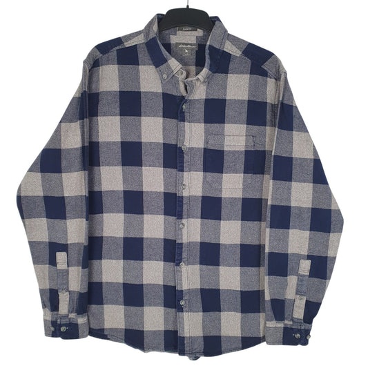 Mens Grey Eddie Bauer Flannel Long Sleeve Shirt