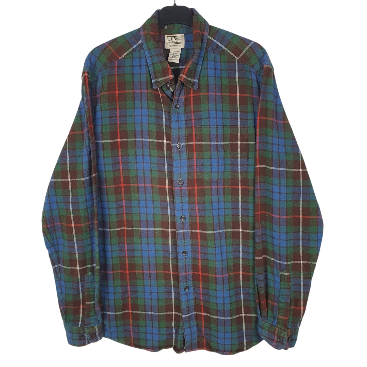 Mens Blue L.L.Bean Flannel Long Sleeve Shirt