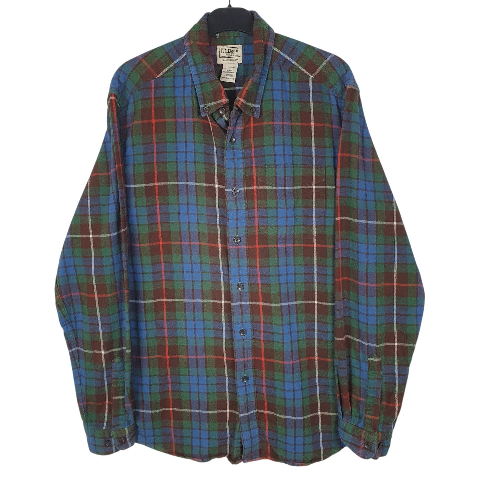 Mens Blue L.L.Bean Flannel Long Sleeve Shirt