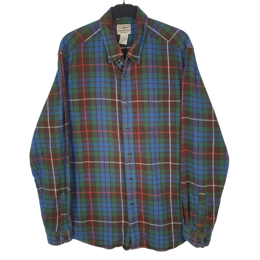 Mens Blue L.L.Bean Flannel Long Sleeve Shirt
