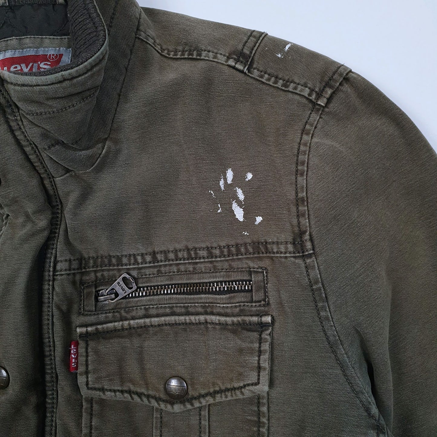 Mens Grey Levis Military Bomber Windbreaker  Coat