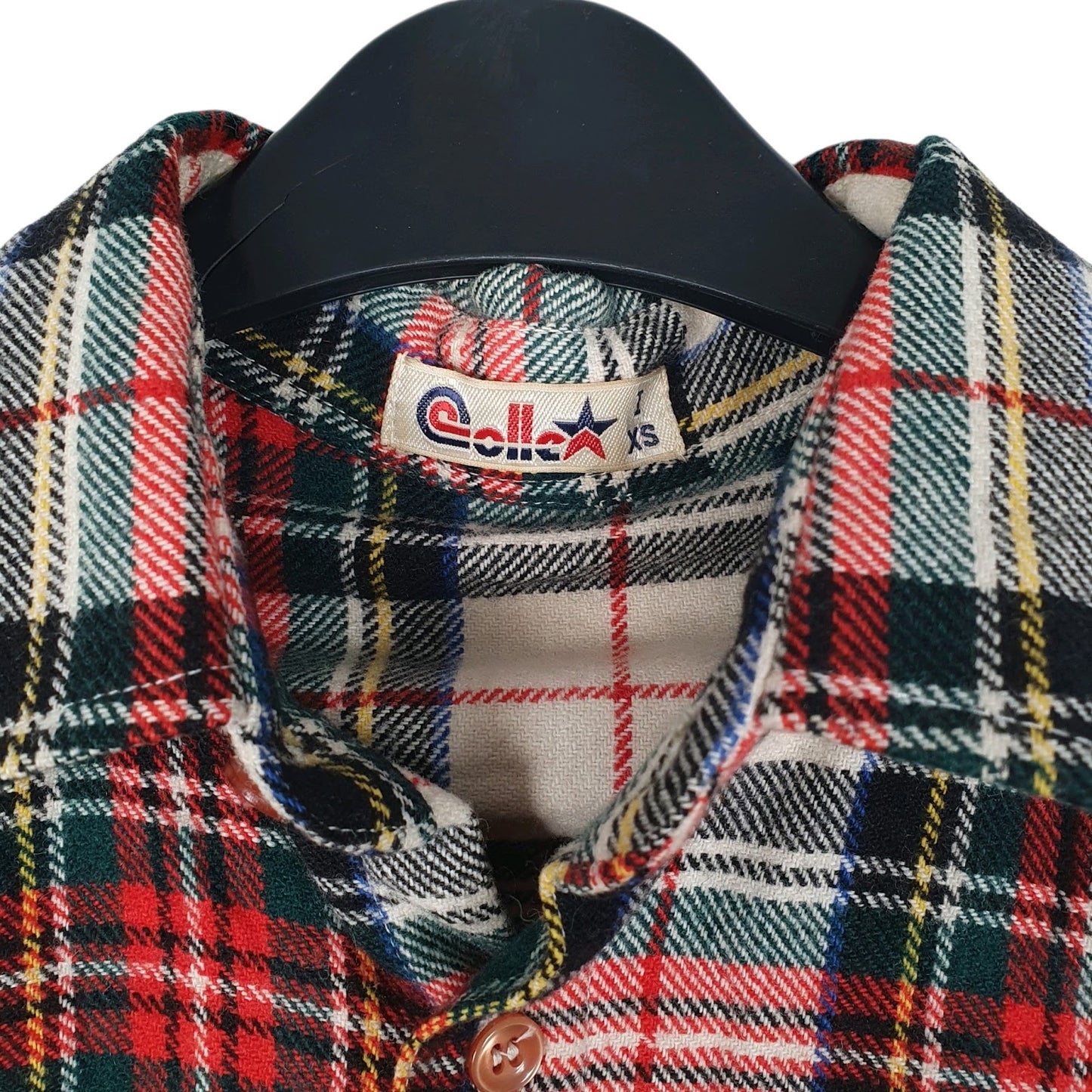 Mens Red Collex Vintage 80s Plaid Flannel  Shirt
