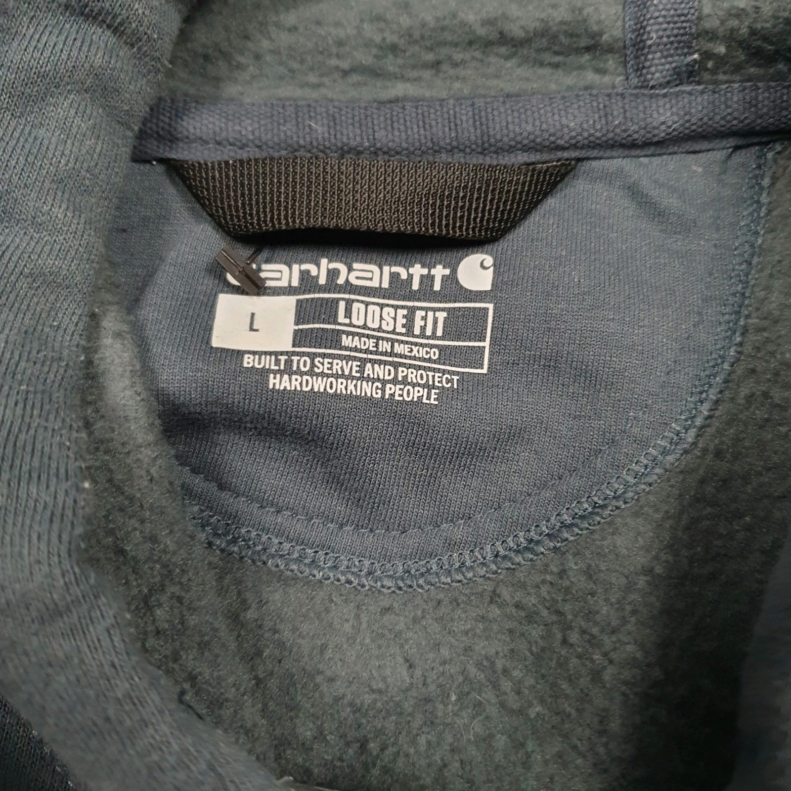 Mens Blue Carhartt Spellout Hoodie Jumper