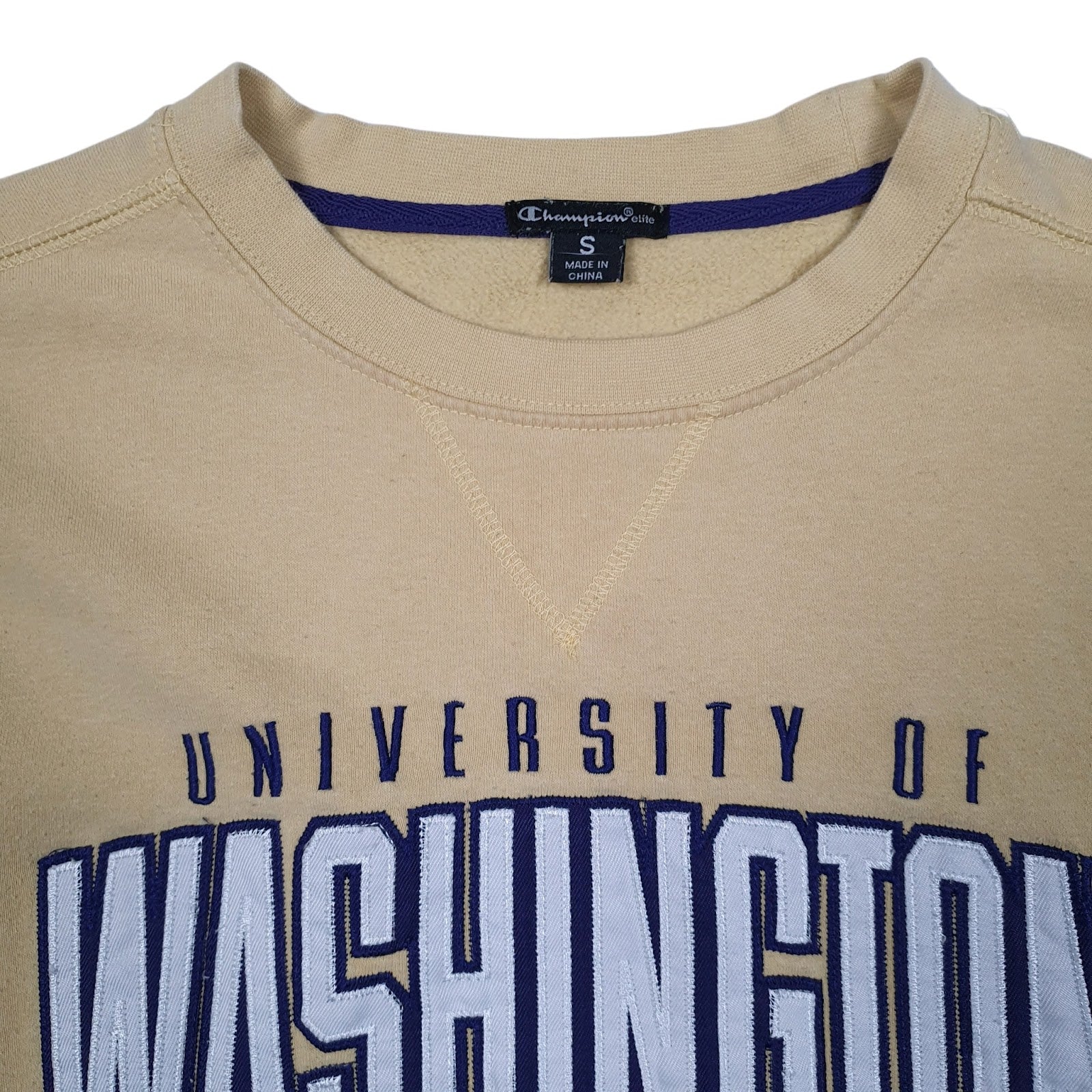 Mens Yellow Champion University of Washington Crewneck Jumper