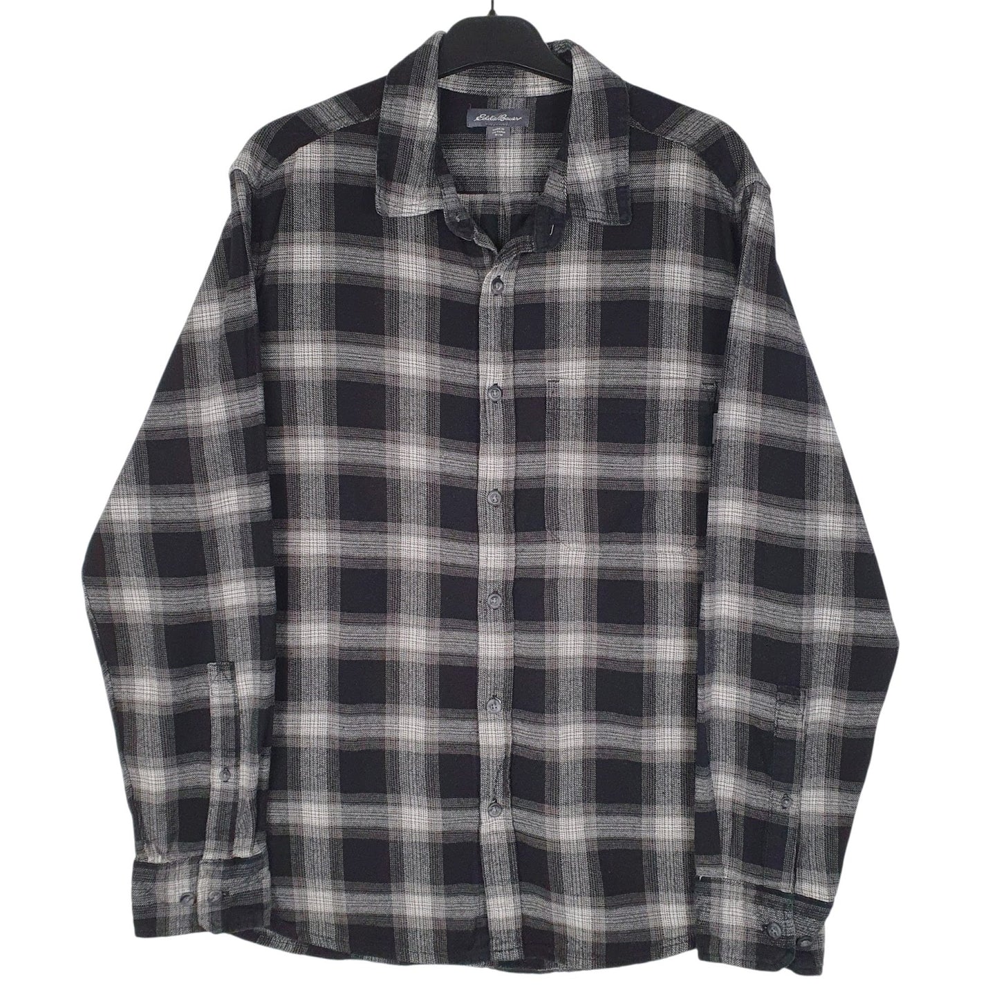 Mens Grey Eddie Bauer Flannel Long Sleeve Shirt