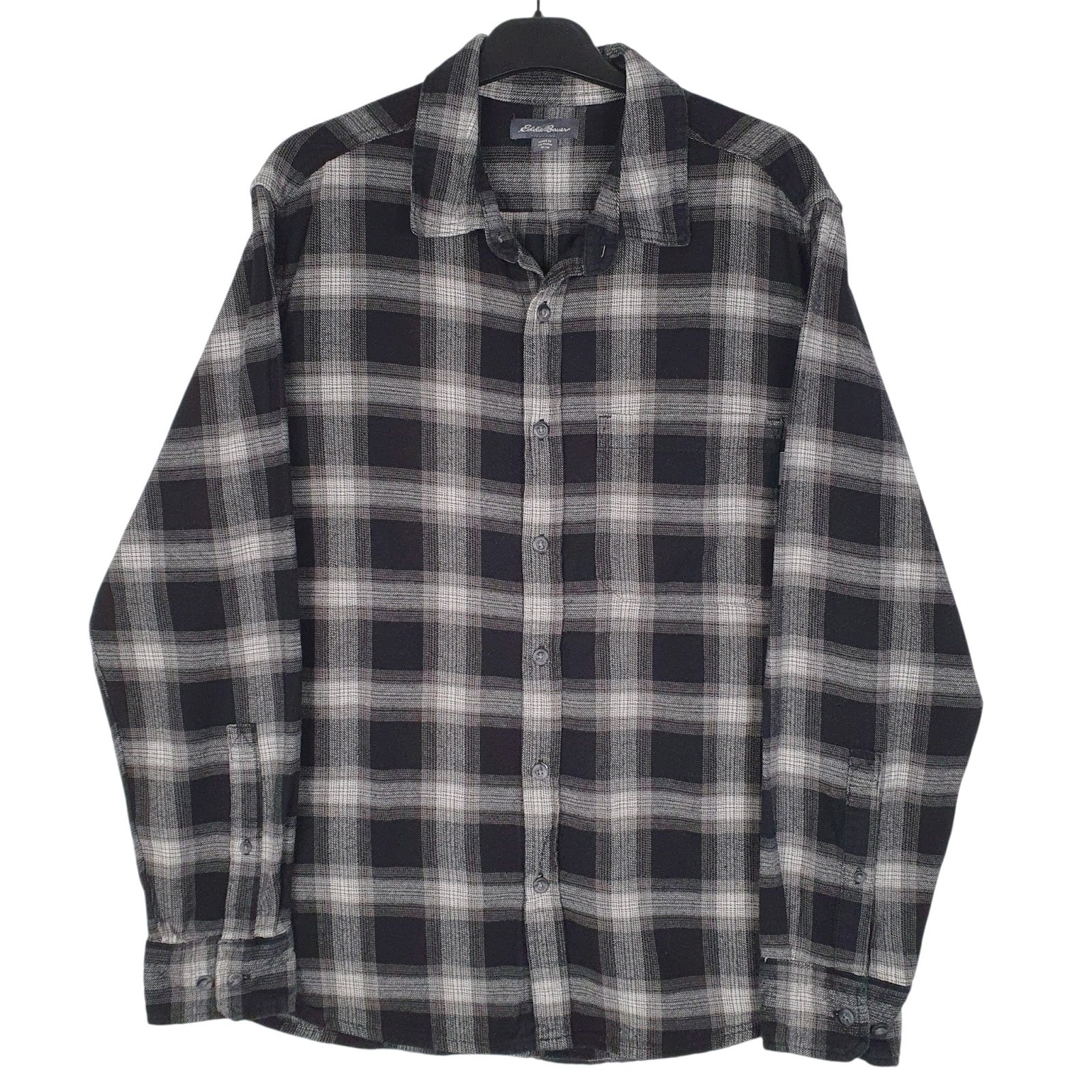 Mens Grey Eddie Bauer Flannel Long Sleeve Shirt