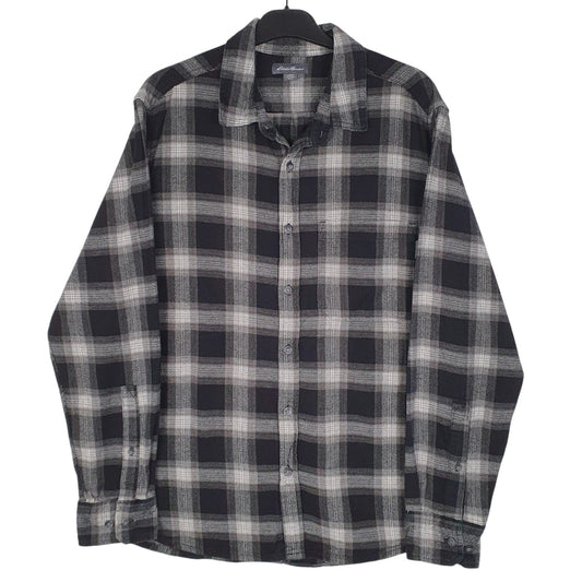 Mens Grey Eddie Bauer Flannel Long Sleeve Shirt