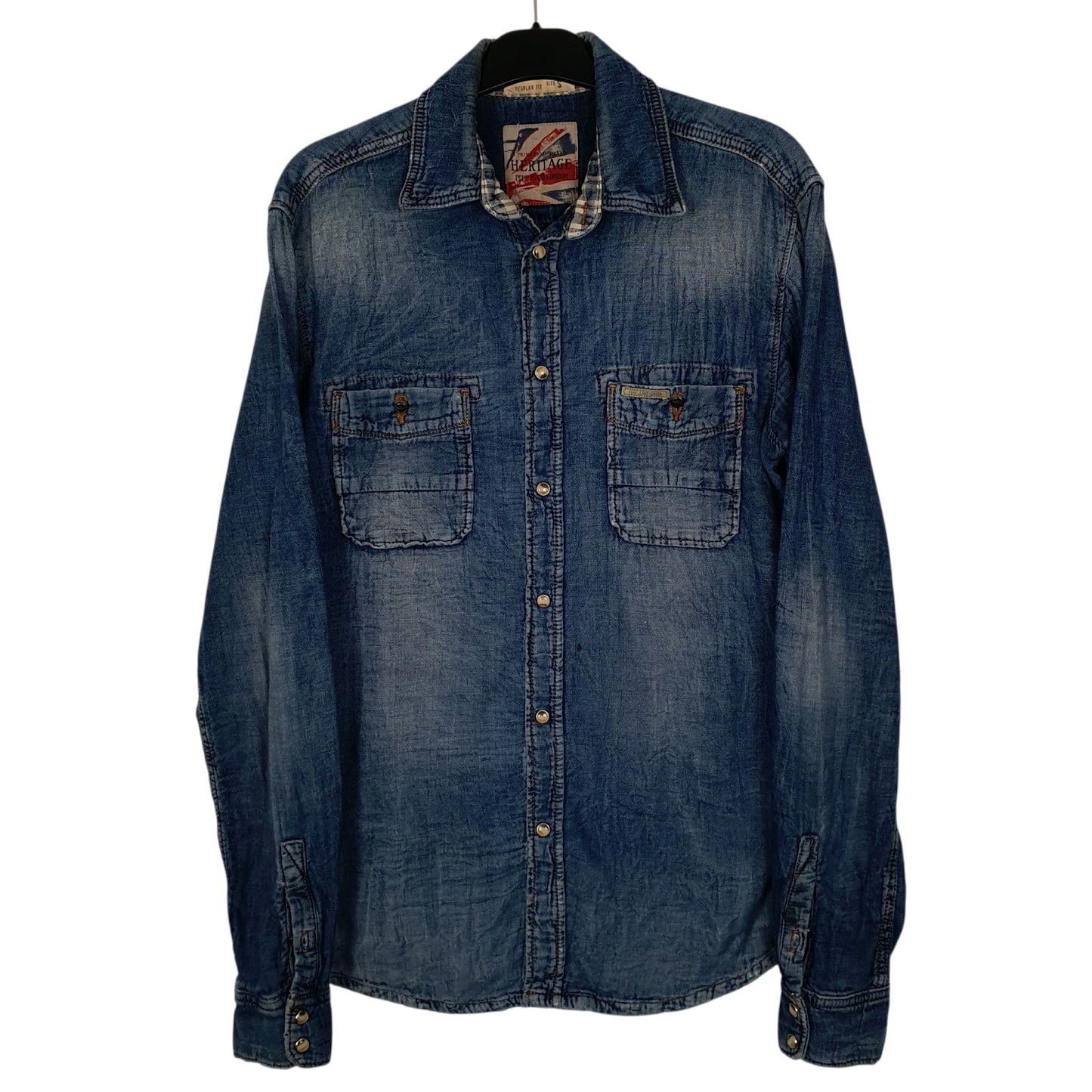 Mens Blue Pepe Jeans Denim Long Sleeve Shirt