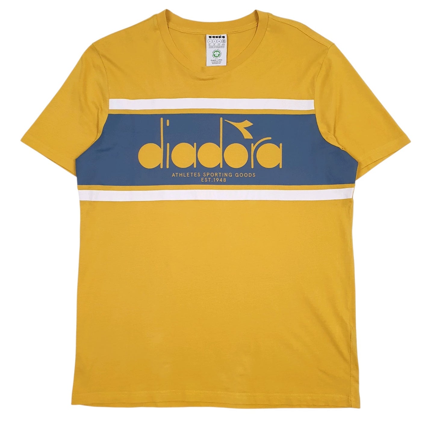Mens Yellow Diadora Spellout Short Sleeve T Shirt
