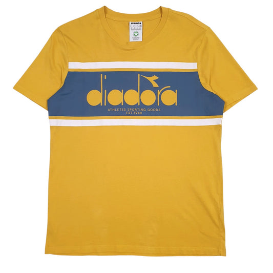 Mens Yellow Diadora Spellout Short Sleeve T Shirt