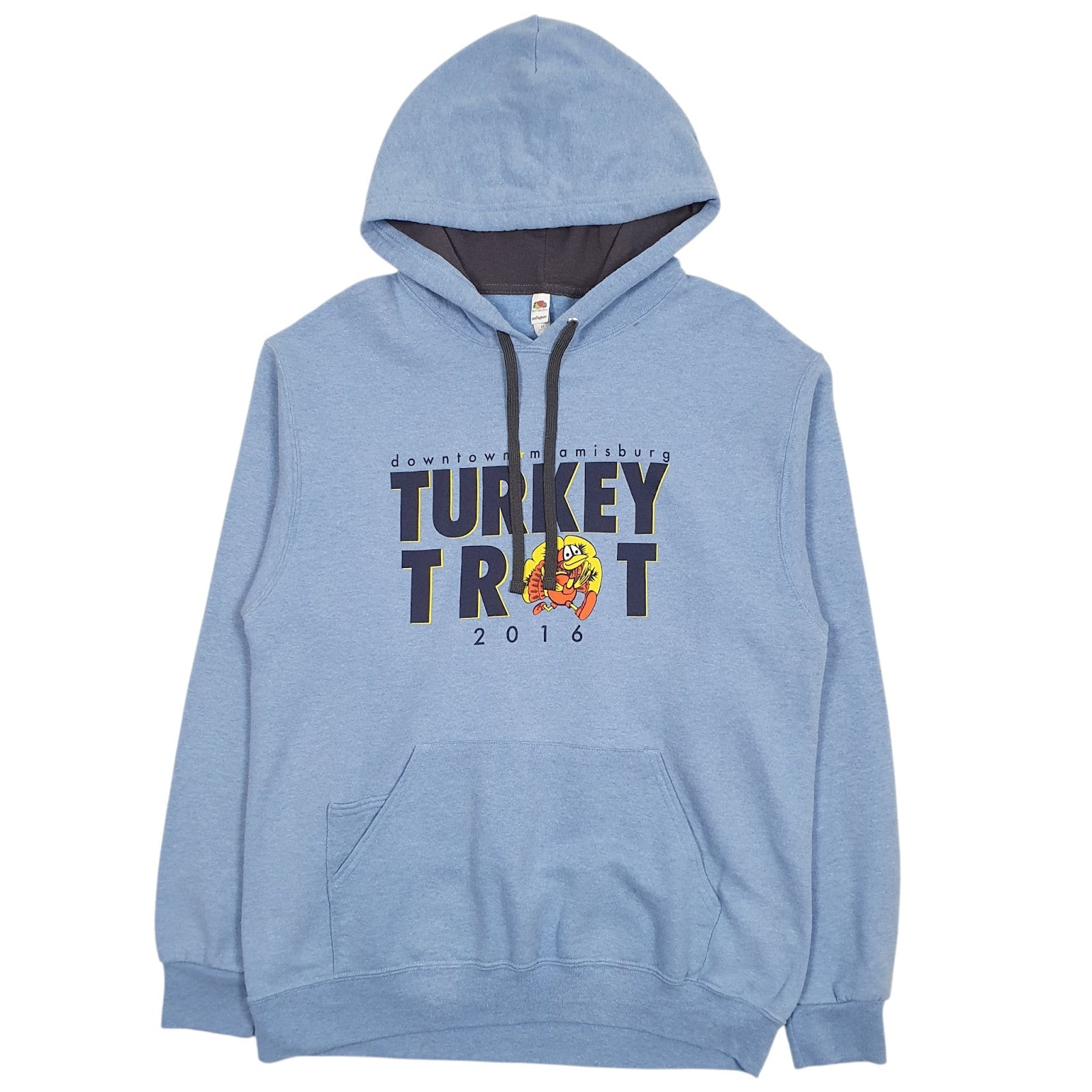 Mens Blue Fruit Of The Loom Turkey Trot Hoodie Jumper