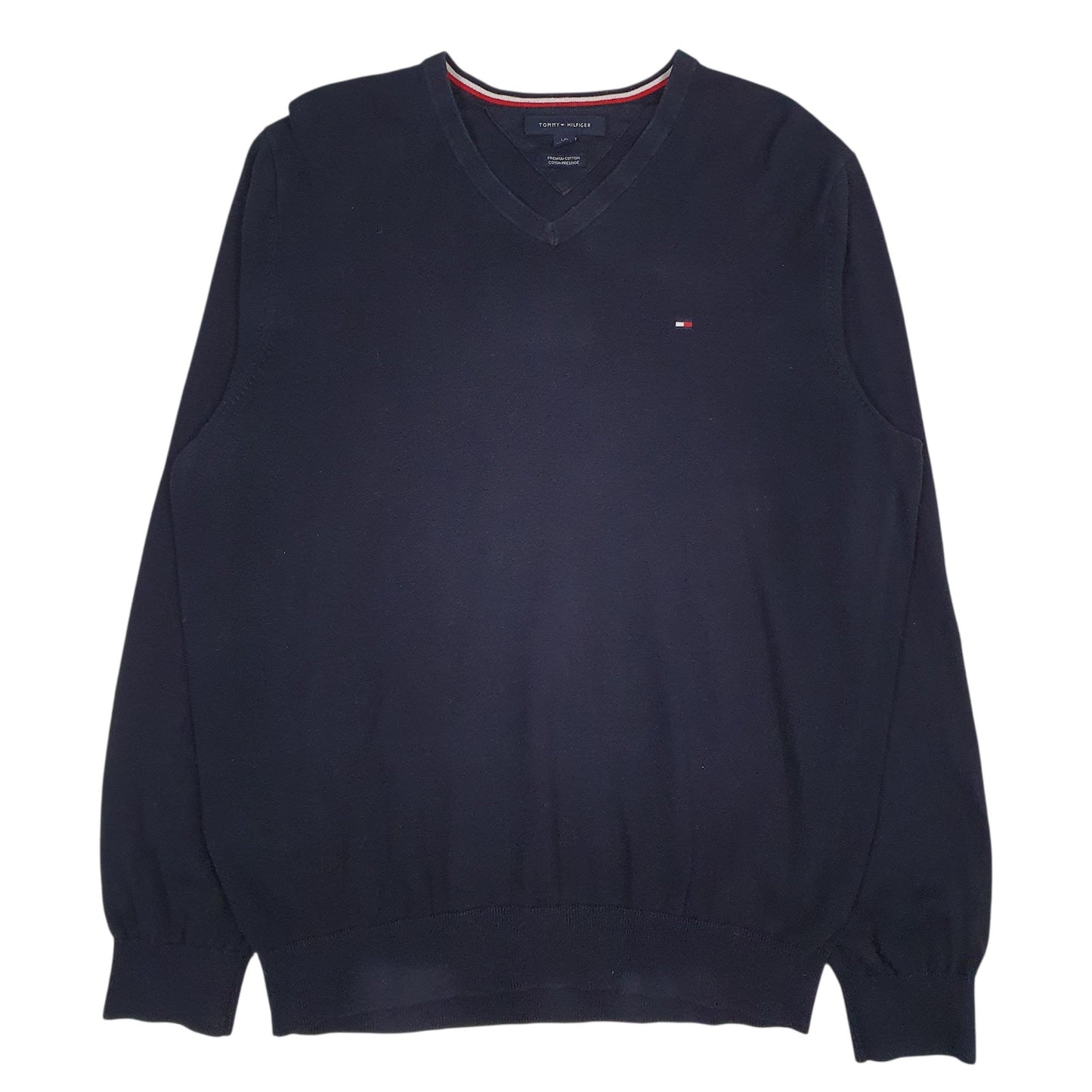 Mens Navy Tommy Hilfiger Lightweight V Neck Jumper